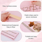 Dynoro Double-Sided Hanging Jewelry Organizer, Large Pink Storage Roll for Earrings, Necklaces, Rings, 48 Pockets 21 Hooks, D