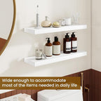 Dreamland 24Inch Floating Shelves for Wall, Rustic Wooden White Floating Shelves for Bathroom|Bedroom|Kitchen, Deep Wall Moun