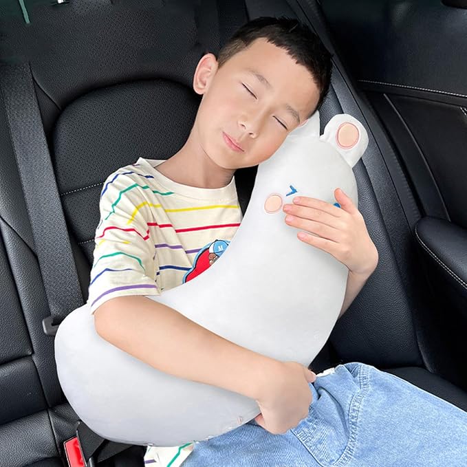 Car Pillow for Kids, Dinosaur Seat Belt Cover, Seatbelt Adjuster for Kids Car Seatbelt Covers, Vehicle Shoulder Pads, Seatbelt Cushion for Kids, Seat Strap Pillows Kids (White)