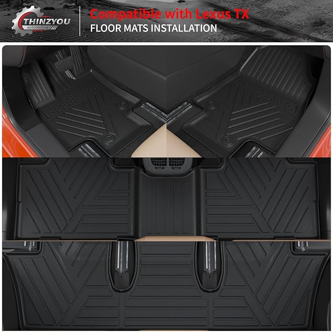 Floor Mats Compatible with 2024 2025 2026 Lexus TX350 TX500h TX550h+ 6&7 Seats Cargo Mat Trunk Liner Back Seat Cover All Weather TX Accessories (Floor Mats+Trunk Mat with Backrest Mat)