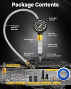 Vondior Tire Inflator with Pressure Gauge (0-100 PSI) with Large 2" Glow Dial- ANSI B40.1 Accurate, Premium Braided Hose, Durable Rubber Cover, Perfect for Car, Truck, Motorcycle, RV