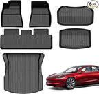 SEALIGHT TPE Car Mats for Tesla Model 3 Highland 2024 2025, All Weather Protection Floor Mats for Tesla Model 3 New Version 2024 2025, Full Set Floor Liners, 6pcs