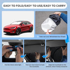 Sun Shade Sunshade for Tesla Model X 2016-2025 2026 Windshield Cover, 4-Layers Sun Shield 250T Silver Sun Visor Foldable Front Window Shade Blocks UV Rays Car Accessories