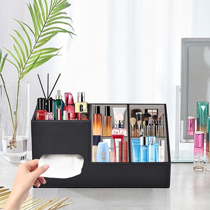 PU Leather Stackable Organizer Drawer,Plus Size Tissue Box Cover