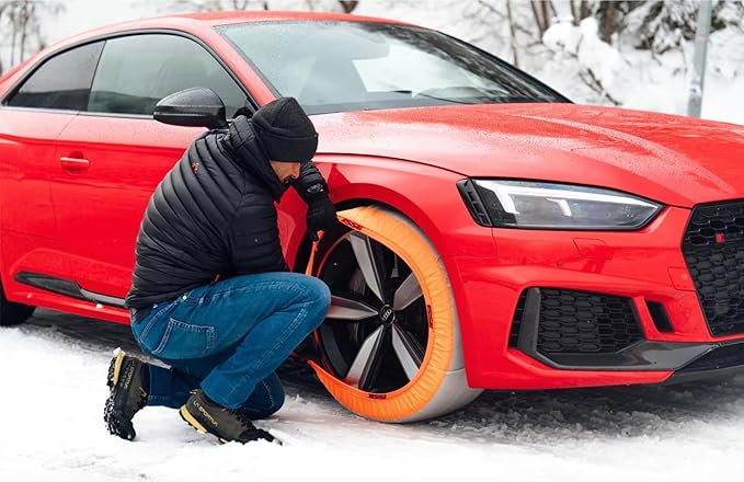 ISSE Super Snow Socks for Tires. Designed for All Tire Brands. Textile Chain Replacement for Optimal Traction in Snow & Ice. 