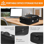 Fireproof Document Box with Lock, Hard Case Portable Water Resistant File Organizer, 16" x 12"x 6" Home Travel Office Safe St