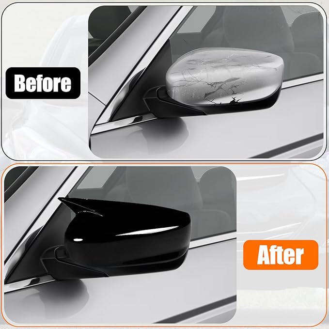 Yumzeco 2PCS Compatible with Honda Accord Ox Horn Side Mirror Covers 8th Gen W/O Stand Cover 2008-2012, Driver and Passenger Side Door Rearview Mirror Caps for Honda Accord W/O Light Hole-Glossy Black