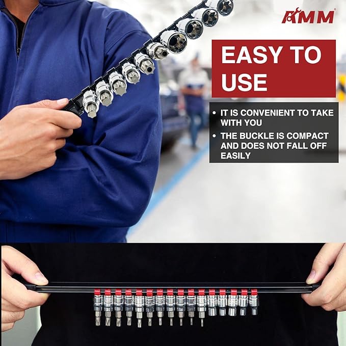 AMM 9-Piece Socket Organizer, 1/2 inch, 3/8 inch and 1/4 inch Drive ABS Tools-Socket Holder,Heavy Duty Socket Racks, Premium 