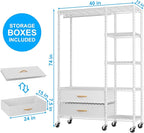 Ulif F3R Heavy Duty Clothes Rack（With Lockable Wheels）Freestanding Clothing Racks for Hanging Clothes，Adjustable Closet Organ