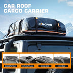Kingfun Rooftop Cargo Carrier - Waterproof 20 Cubic Feet Car Roof Bag for All Vechicles with/Without Racks, Includes Anti-Slip Mat, 8 Reinforced Straps, 6 Door Hooks, Luggage Lock
