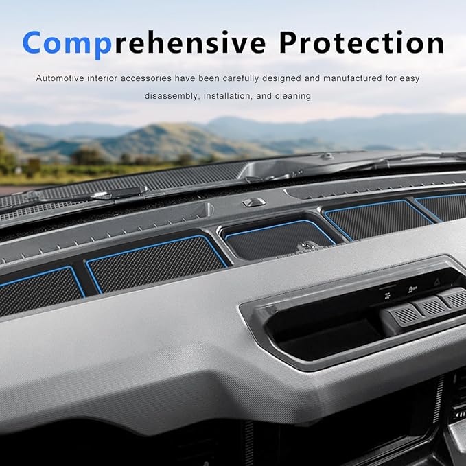 Auovo Dash Cover Tray Compatible with Ford Bronco Accessories 2021 2022 2023 2024 2025 2026 Bronco Silicone Dashboard Mat fit