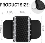 NBTEPEM Bling Car Center Console Cover, Leather Car Arm Rest Cover Cushion with 2 Storage Bags, Universal Auto Armrest Protector Storage Box, Bling Accessories Interior for Most Vehicles (Silver)