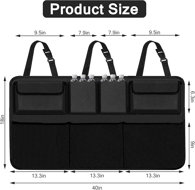 Car Trunk Organizer and Storage, Backseat Hanging Organizer for SUV, Truck, MPV,Van Collapsible Cargo Storage Bag with 7 Pocket