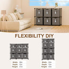 9 Cube Storage Organizer Shelf with Storage Bins and Label, 11 Inch Toy Cube Bins Clothes Closet Organizers Drawers Fabric Dr