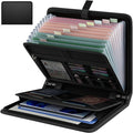 Huolewa Fireproof Accordion File Organizer, Portable Expanding File Folder with Waterproof Zipper&Labels, Black Document Orga