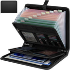 Huolewa Fireproof Accordion File Organizer, Portable Expanding File Folder with Waterproof Zipper&Labels, Black Document Orga