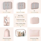 8 Set Packing Cubes for Travel with Clear Toiletry Bag, Durable Luggage Packing Organizers, Carry-On Accessories, TSA Approve