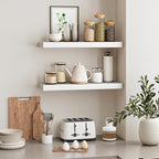 Fixwal White Shelves, 22" Long Floating Shelves for Living Room, Bedroom, Bathroom and Kitchen, Wall Mounted Shelves for Stor