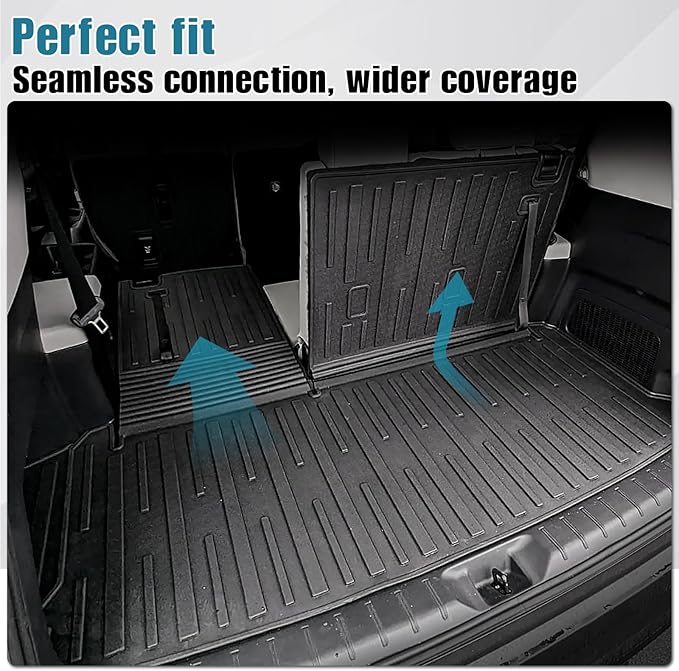 Floor Mats Cargo Mat with Backrest Mat for 2024 2025 2026 Toyota Grand Highlander 7 Seat Car Mat Accessories, All Weather TPE Cargo Liner Trunk Mat (Grand Highlander-Full Set)