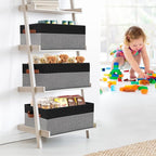 3 Pack Large Capacity Storage Bins Closet Organizer for Shelves, Fabric Closet Storage Baskets Boxes with Leather Handles for