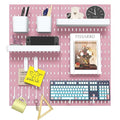 Pegboard Combination Kit, 4 Peg Boards Pink Pegboard for Walls, Office Wall Organizer, Gaming Room Wall, Nursery Storage, 22"