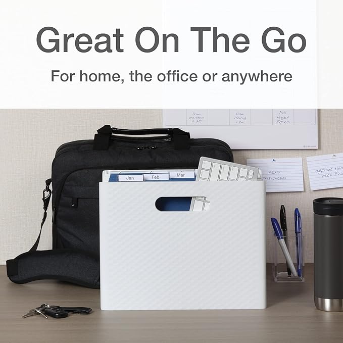 Pendaflex Mobile File Box with Handles, Easy Set Up, Collapse Down and Store Away, 13"W x 10"H x 6.5"D, Holds Letter Size Fil