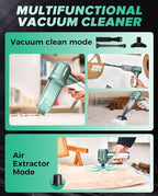 Saker Foldable Handheld Car Vacuum Cleaner Portable Cordless, 17000PA High Power Mini Vacuum Cleaner and Air Duster with Brus