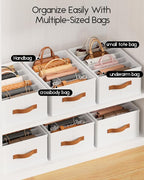 Homsorout Purse Organizer for Closet, Fabric Handbag Storage Organizer with Handles, Foldable Bag Organizer Drawer for Flat H