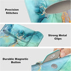 CaseBot Visor Tissue Holder - Sun Visor Napkin & Mask Holder, PU Leather Backseat Tissue Box for Truck & SUV, Emerald Marble