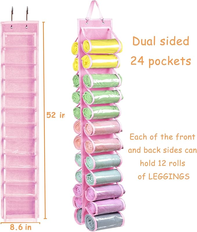 Legging Storage Bag Storage Hanger Can Holds 24 Leggings or Shirts Jeans Compartment Storage Hanger, Foldable Leggings Organi