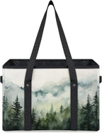 Reusable Grocery Bags Heavy Duty Shopping Bags Foldable Large Tote Bags with Long Handles & Hard Bottom