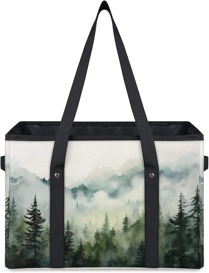 Reusable Grocery Bags Heavy Duty Shopping Bags Foldable Large Tote Bags with Long Handles & Hard Bottom