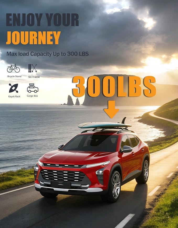 KINGGERI 300lbs Cross Bars Roof Racks Compatible with Chevrolet Chevy Trax 2023-2026 2RS ACTIV LT, Heavy Duty Aluminum Roof Rails Crossbars Luggage Cargo Carrier Rooftop Car SUV Black Accessories
