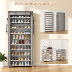 VTRIN Vertical Narrow Shoe Rack Organizer Tall Shoe Rack for Closet Entryway 10 Tier Non-Woven Cover Shoe Shelf Holds 36-41 P