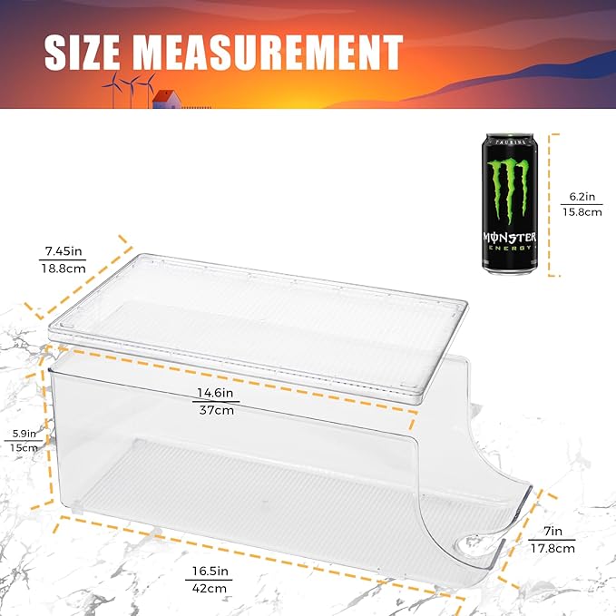 2 Pack Standard Can Organizer & 2 Pack Tall Can Organizer for Refrigerator