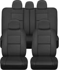 BDk Faux Leather Car Seat Cover Full Set - Front & Rear Split Bench Black Seat Covers For SUV & Truck Seat Covers, Airbag Com