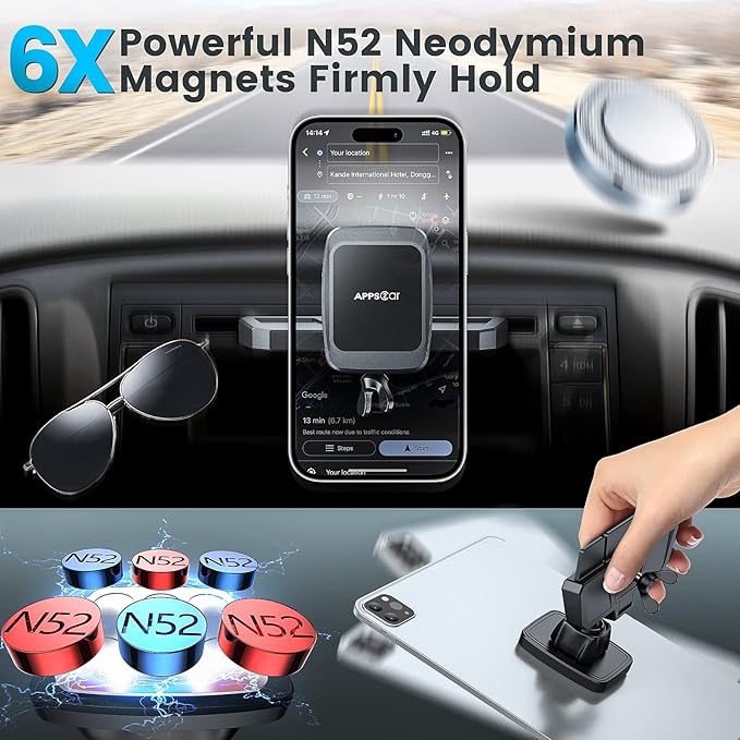 APPS2Car Magnetic CD Phone Holder for Car, Anti Shake Magnet CD Slot Phone Mount, Car Truck Accessories, Compatible with iPhone, Samsung & All Cellphones, for Smartphone Mobile(Metal Plate Required)