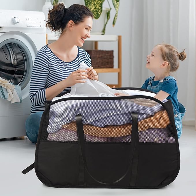 Collapsible Laundry Baskets with Easy Carry Handles, 95L Clothes Hamper for Storage, Foldable Laundry Basket Tear-proof, Larg