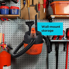 BLACK+DECKER Shop Vacuum Wet and Dry, Small Shop Vac with Accessories, 1 Gallon 1.5 Peak HP, Wall Mount Mini Vacuum for Garag
