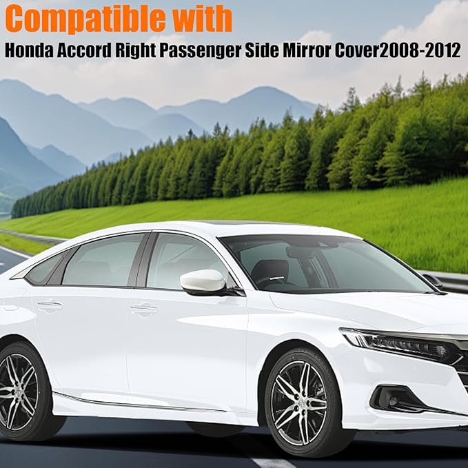 Yumzeco Compatible with Honda Accord Side Mirror Cover Trim 8th Gen 2008 2009 2010 2011 2012, White Door Rearview Mirror Caps Replacement for Honda Accord W/O Light Hole - Right Passenger Side