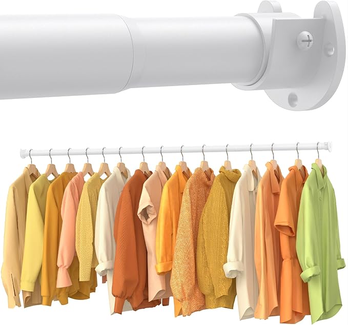2 Pack Closet Rods for Hanging Clothes,17-84 Inch No-Cut Stepless Adjustable Closet Rod, 1.3 Inch Heavy Duty Metal Closet Han