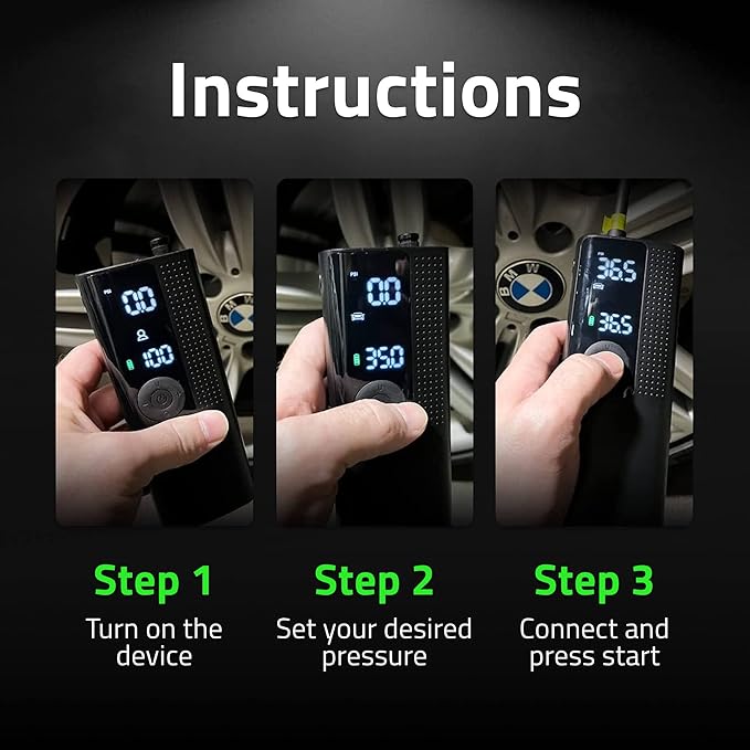 Airmoto and Power Kit Bundle Deal - 1 bundle - Tire Inflator Portable Air Compressor with Power Kit for Charging on The Road - Cordless Air Pump for Car Tires, Motorcycle, Bicycle, Balls