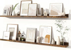 Fun Memories Picture Ledge Shelves Set of 2, 48 Inch Rustic Wall Mounted Floating Shelves with Lip for Home Storage and Décor