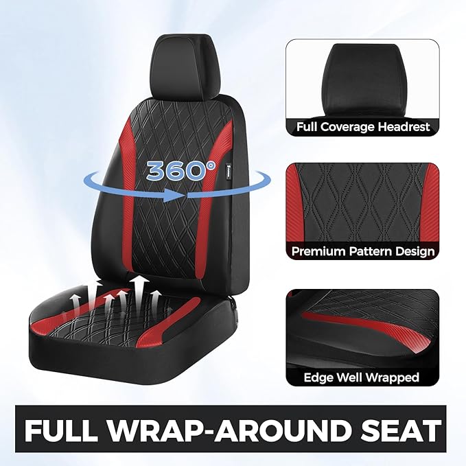 FLORICH Car Seat Covers Full Set, Leather Seat Covers for Cars, Car Seat Protector Waterproof Breathable, Universal Automotiv