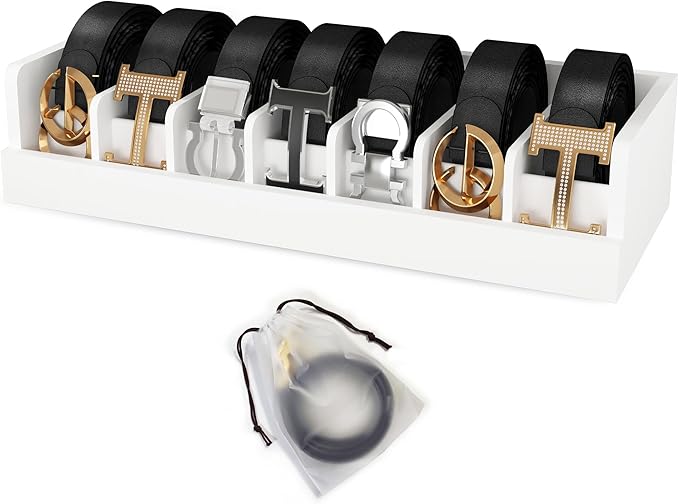 Belt Organizer for Drawer - Bamboo Belt Storage Organizer | Belt Rack for Closet Wall Mount Men Women Tie Sock Bra Scarf Ribb