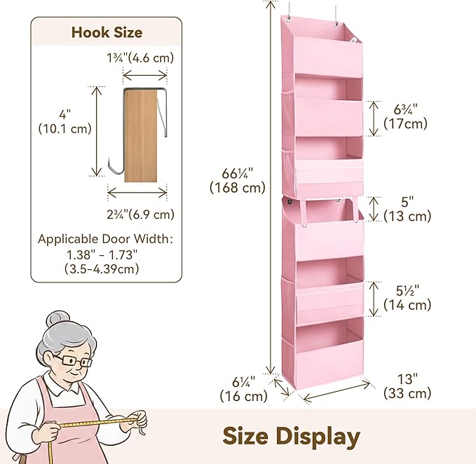 GRANNY SAYS Over The Door Organizer, 6-Shelf Detachable Behind the Door Storage with 8 Pockets, Waterproof Anti Tilt 40lb Lar