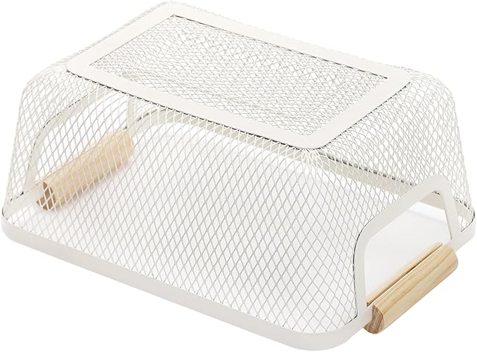 AJIODA Metal Mesh Steel Basket, Small Wire Storage Organizer Basket Multi-function Hanging Kitchen Basket with Wood Handle fo