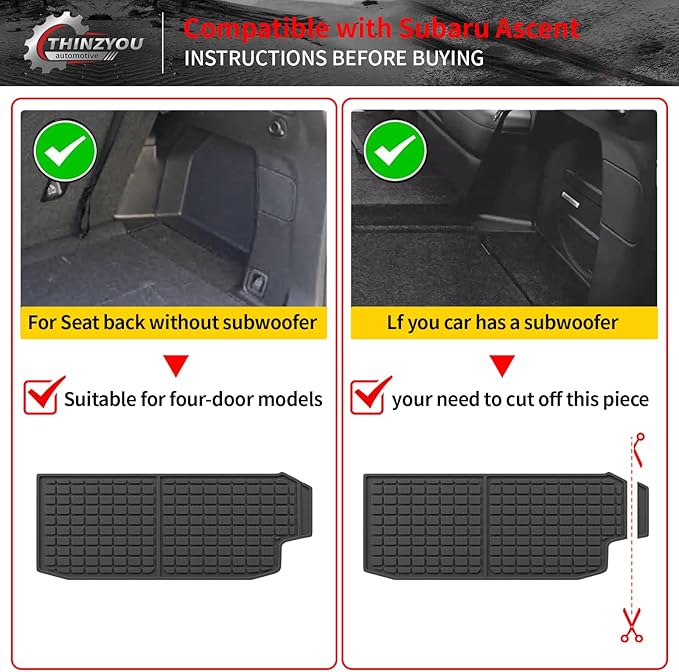 Floor Mats Compatible with 2019-2025 2026 Subaru Ascent Cargo Mat Liner TPE Back Seat Cover Protector 2023 Ascent Accessories (Fit 7&8 Seats, Trunk Mat+3rd Row Backrest Mats+Floor Mats)