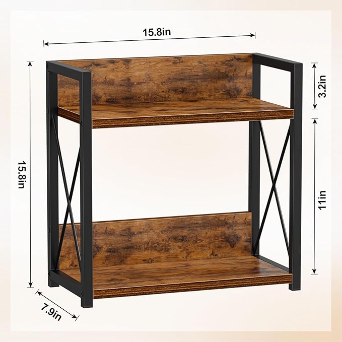 Giikin Kitchen Counter Shelf, Kitchen Countertop Organizer, 2 Tier Spice Rack for Counter, Wood Coffee Bar Organizer for Coff