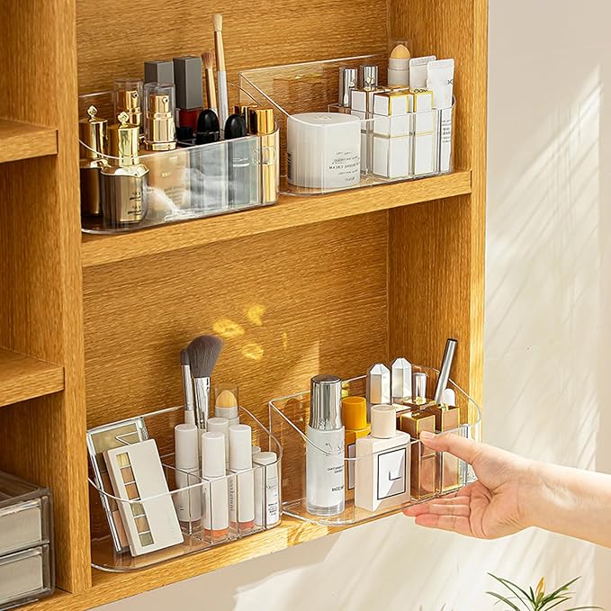 MORNITE Bathroom Counter Shelf Vanity Trays, Makeup Organizer Tray with 9 Compartments, Trays Holders for Medicine Bathroom C